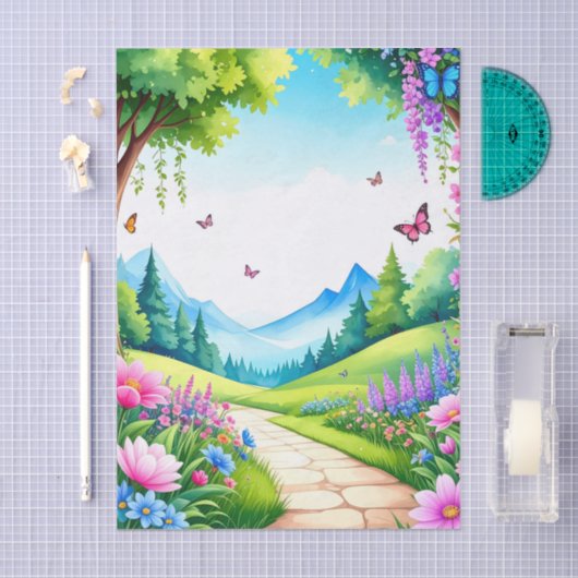 エンチャントメドウフェアユタリーデコページティッシュペーパー 薄葉紙 (クラフト)