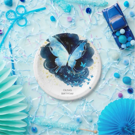 エンチャントメントおもしろいバタフライ誕生日 ペーパープレート (パーティー)