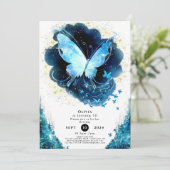 エンチャントメントおもしろいバタフライ誕生日 招待状 (スタンド正面)