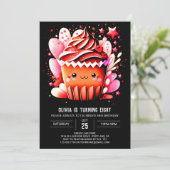 エンチャントモダンチョコレートマフィンガール誕生日 招待状 (スタンド正面)
