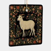 エンチャントヤギ&フローラフォークアートデザイン セラミックオーナメント (右)