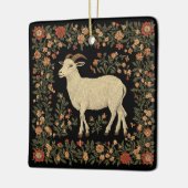 エンチャントヤギ&フローラフォークアートデザイン セラミックオーナメント (左)