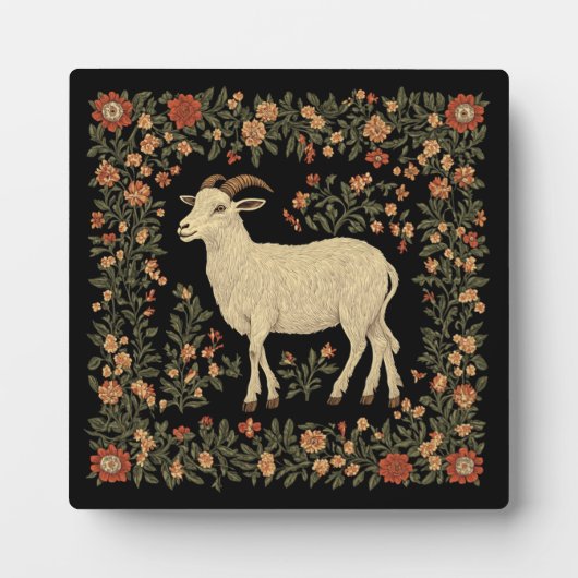 エンチャントヤギ&フローラフォークアートデザイン フォトプラーク (正面)
