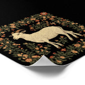 エンチャントヤギ&フローラフォークアートデザイン ポスター (角)