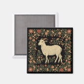 エンチャントヤギ&フローラフォークアートデザイン マグネット (正面/裏面)