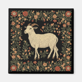 エンチャントヤギ&フローラフォークアートデザイン マグネット