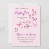エンチャントライフオブバタフライパープルブライダルシャワー 招待状 (正面)