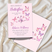 エンチャントライフオブバタフライパープルブライダルシャワー 招待状