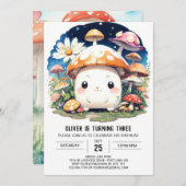 エンチャントリトルキノコ魔法誕生日 招待状 (正面/裏面)