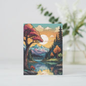 エンチャントレイクサイドセレニティサンセットランドスケープ シーズンポストカード (スタンド正面)