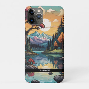 エンチャントレイクサイドセレニティサンセットランドスケープ iPhone 11 PROケース