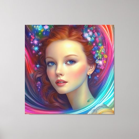 エンチャントレインボーヘアポートレート キャンバスプリント (正面)
