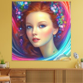 エンチャントレインボーヘアポートレート キャンバスプリント (インサイチュ (リビング))