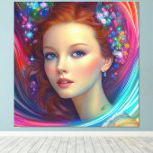 エンチャントレインボーヘアポートレート キャンバスプリント (インサイチュ (ウッドフロア))