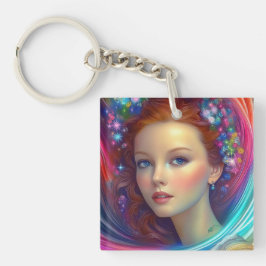 エンチャントレインボーヘアポートレート キーホルダー