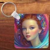 エンチャントレインボーヘアポートレート キーホルダー (正面)