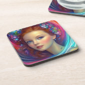 エンチャントレインボーヘアポートレート コースター (左側)
