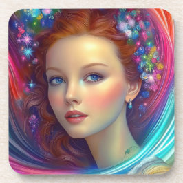 エンチャントレインボーヘアポートレート コースター