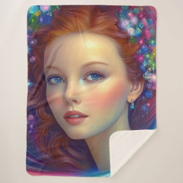 エンチャントレインボーヘアポートレート シェルパブランケット
