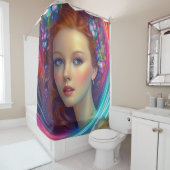 エンチャントレインボーヘアポートレート シャワーカーテン (インサイチュ)