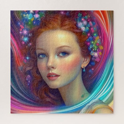 エンチャントレインボーヘアポートレート ジグソーパズル (縦)