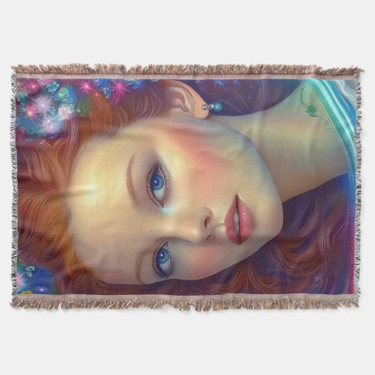 エンチャントレインボーヘアポートレート スローブランケット (正面)