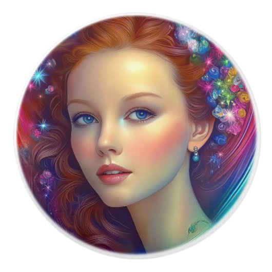 エンチャントレインボーヘアポートレート セラミックノブ (正面)