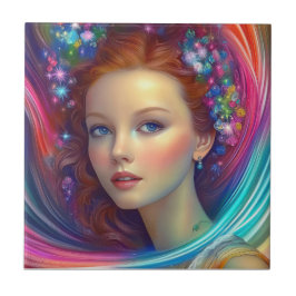 エンチャントレインボーヘアポートレート タイル