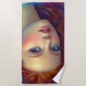 エンチャントレインボーヘアポートレート ビーチタオル (正面)