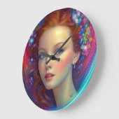 エンチャントレインボーヘアポートレート ラージ壁時計 (傾斜)