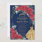 エンチャントレッドローズフローラブラックブラウンキンセアニラ 招待状 (正面)