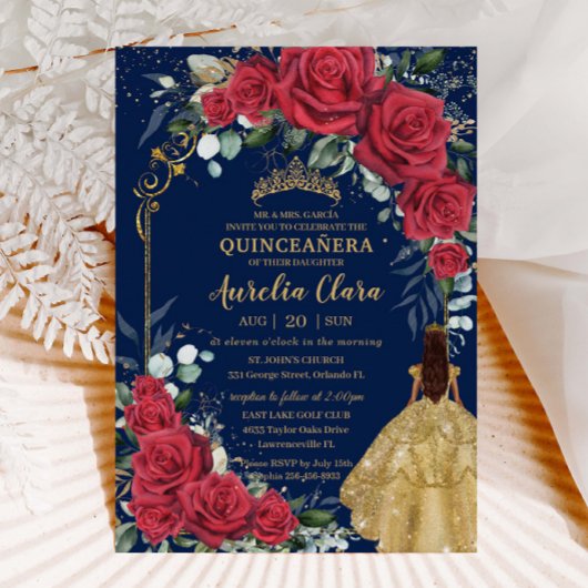 エンチャントレッドローゼスフローラネイビーブルーキンセアニラ 招待状