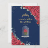 エンチャントレッドローゼスフローラネイビーブルーキンセアニラ 招待状 (裏面)