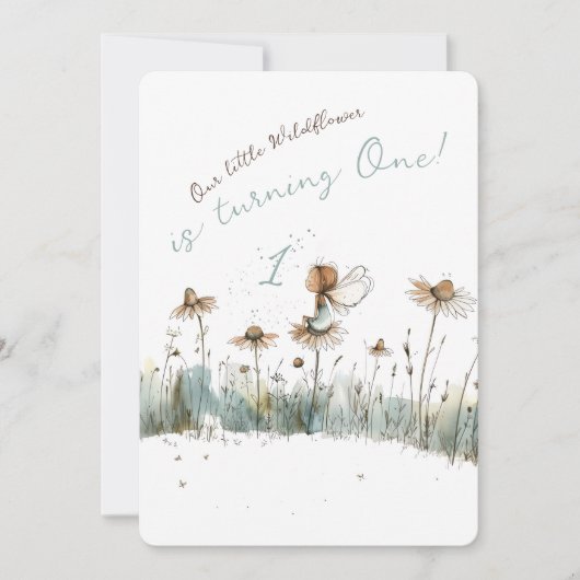 エンチャントワイルドフラワーメドーファースト誕生日 招待状 (正面)