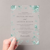 エンチャントヴィンテージグリーンセージ結婚フローラ アクリル招待状 (インサイチュ (ポータブル))