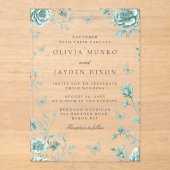 エンチャントヴィンテージグリーンセージ結婚フローラ アクリル招待状 (正面)