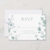 エンチャントヴィンテージグリーンセージ結婚フローラ 出欠カード (正面)
