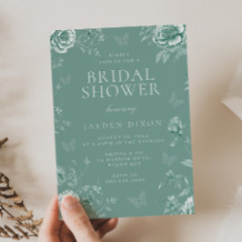 エンチャントヴィンテージセージフローラブライダルシャワー 招待状