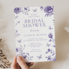 エンチャントヴィンテージパープルフローラブライダルシャワー 招待状