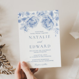 エンチャントヴィンテージブルーバラ結婚ズ 招待状