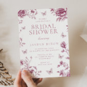 エンチャントヴィンテージ赤面ほこりっぽいバラブライダルシャワー 招待状