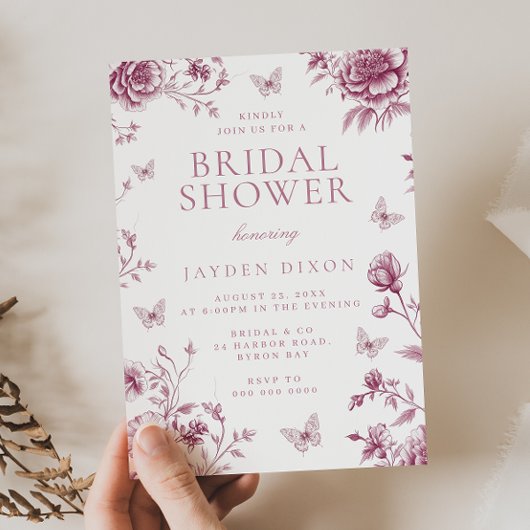 エンチャントヴィンテージ赤面ほこりっぽいバラブライダルシャワー 招待状