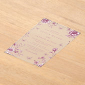 エンチャントヴィンテージ赤面ダスティバラ結婚フローラ アクリル招待状 (レイダウン)