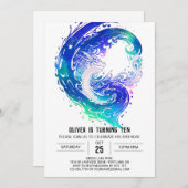 エンチャント中世ドラゴン誕生日 招待状 (正面/裏面)