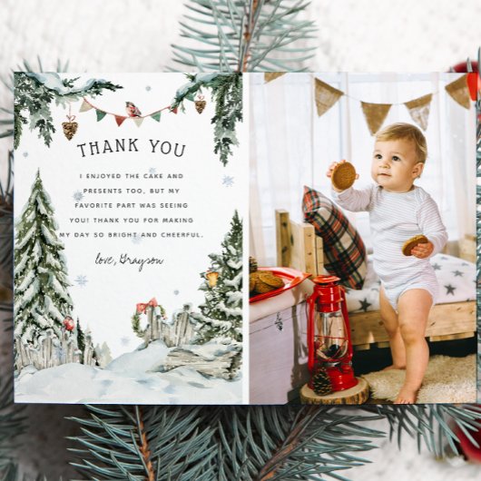 エンチャント冬のウッドランド誕生日ありがとう サンキューカード