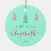 エンチャント初めてのクリスマス-ベビーの記念 セラミックオーナメント (正面)