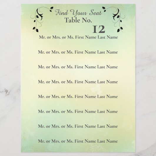 エンチャント夕べデコ結婚リーフのシーティングサイン (正面)