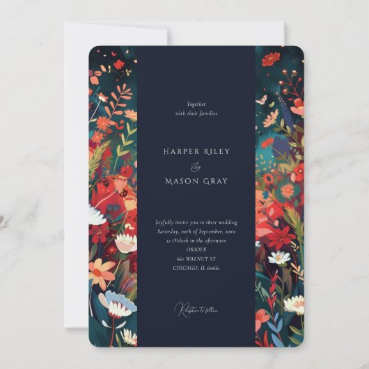 エンチャント夕べ – ブルゴーニュ海軍結婚フローラ 招待状 (裏面)