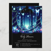 エンチャント威厳のあるお洒落ドフォレストベビーシャワー 招待状 (正面/裏面)