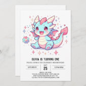 エンチャント威厳のあるドラゴンの誕生日 招待状 (正面/裏面)